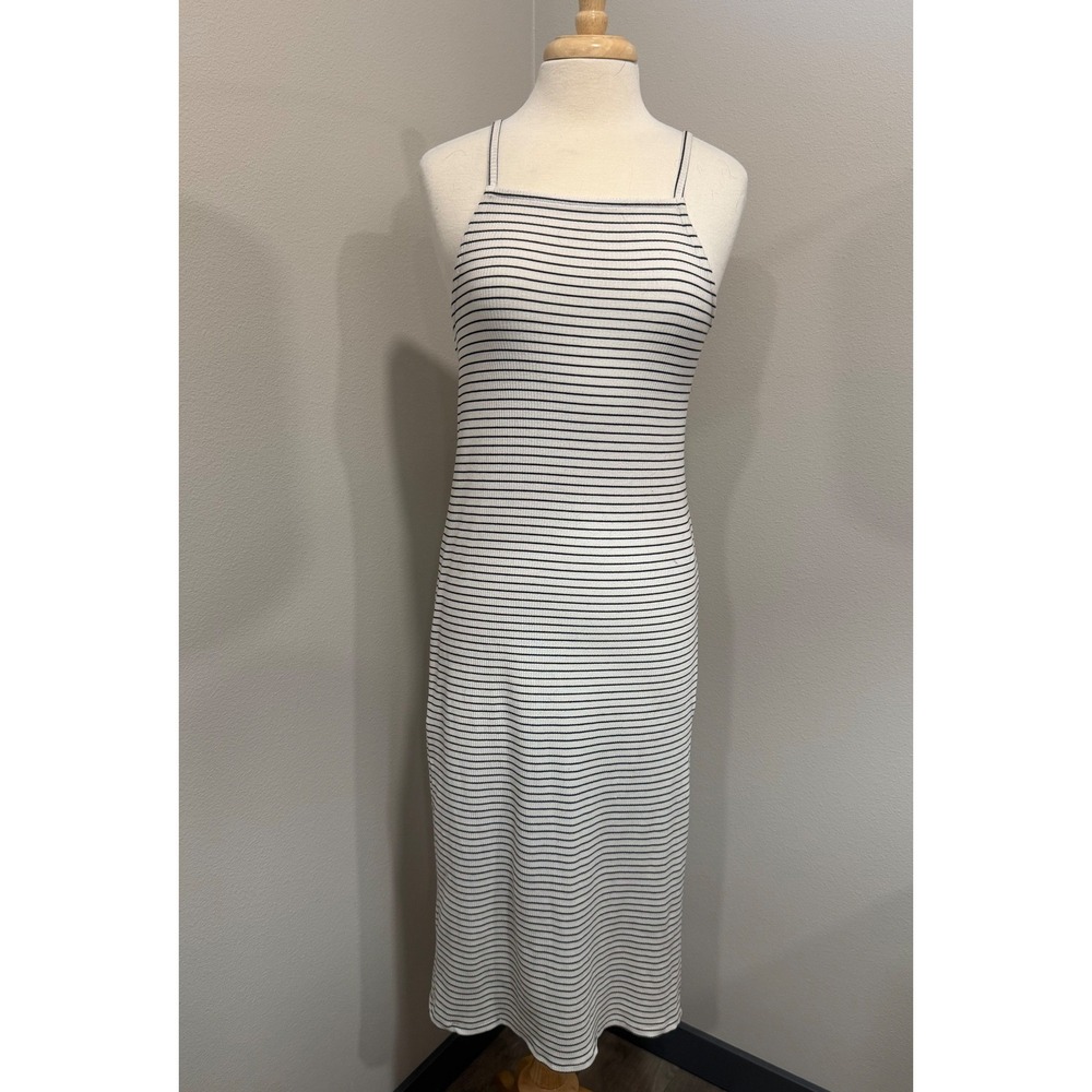 Topshop Maternity Dress Womens US 8‎ Ribbed Knit Striped Spaghetti Strap Midi